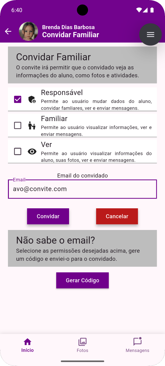 Tela do app Priza mostrando linha do tempo com atividades do aluno para toda a família