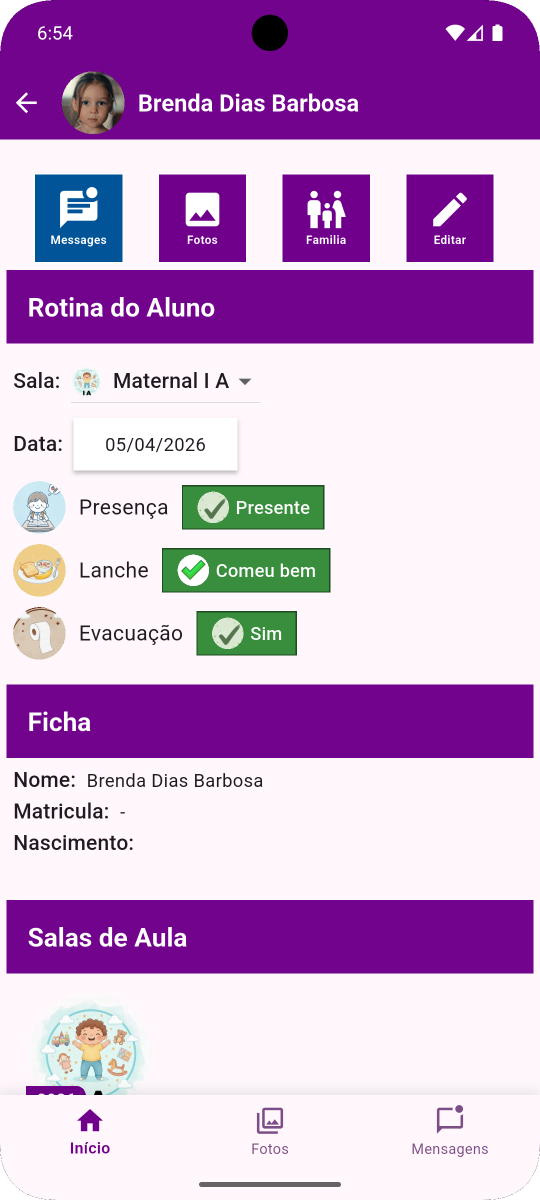 Tela do app Priza mostrando rotina dos pais